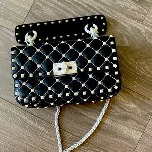 Like new Valentino mini stud bag in black and white